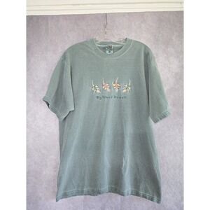 Vintage Big Island Hawaii T Shirt Mens Large L Gecko Embroidered Sage Green 90s